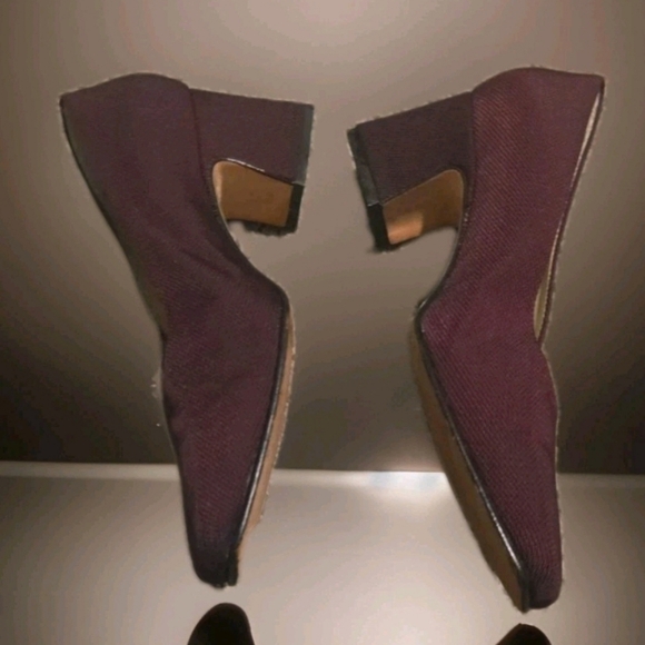 Nine West Shoes - NINE WEST Women’s 6.5M Plum Fabric Square Toe Block  Heel Pumps